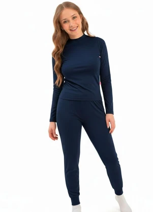 Duduka - Blusa Teen Térmica com Gola Azul - DUDUKA