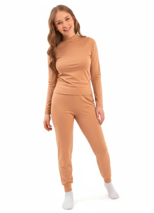 Duduka - Blusa Teen Térmica com Gola Marrom - DUDUKA