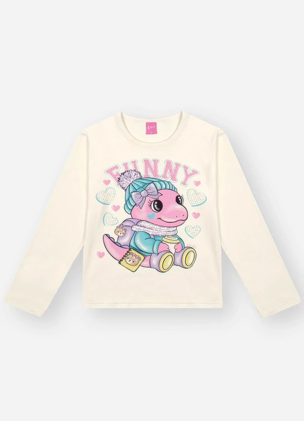 Abrange - Blusa Térmica Infantil Menina Dinossauro Nude 3