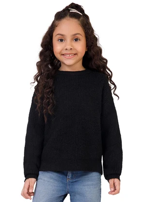 Malwee Kids - Blusão Amplo Tricot Menina Preto - MALWEE KIDS