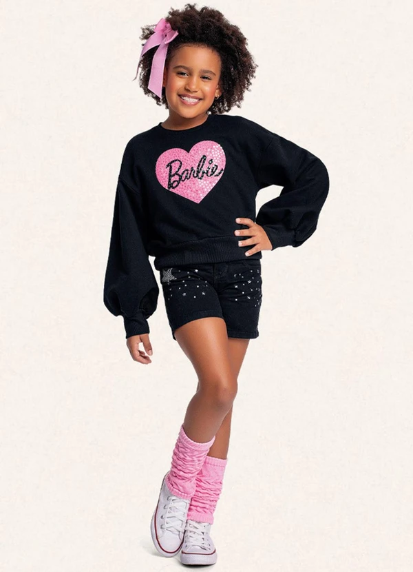 Fakini Kids - Blusão Barbie Preto