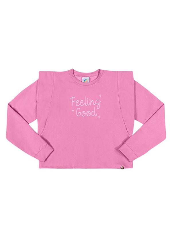 Alenice - Blusão Cropped Manga Estilizada Menina Rosa 3