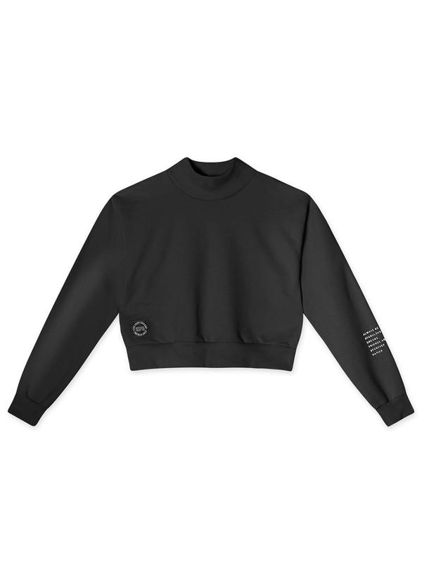 Hapier - Blusão Cropped Moletom Juvenil Feminino Preto