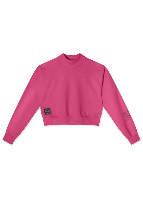 Hapier - Blusão Cropped Moletom Juvenil Feminino Rosa