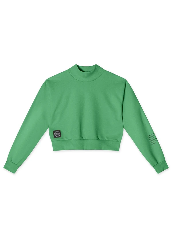 Hapier - Blusão Cropped Moletom Juvenil Feminino Verde