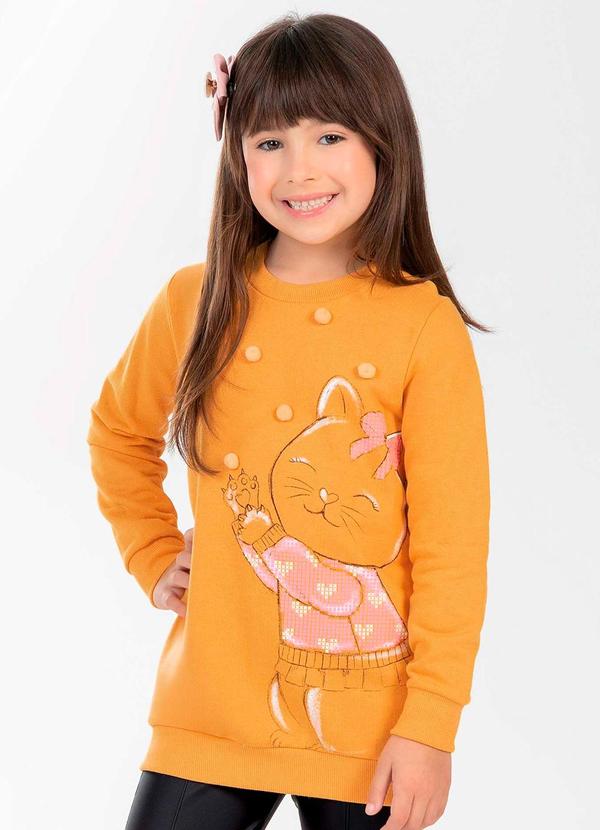 Cativa Kids - Blusão Feminino Infantil com Pompons Laranja
