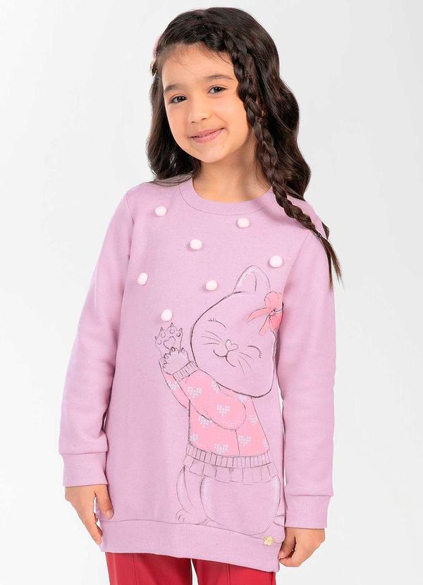 Cativa Kids - Blusão Feminino Infantil com Pompons Lilas