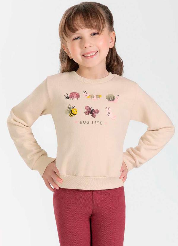 Cativa Kids - Blusão Feminino Infantil Lantejoulas Bege