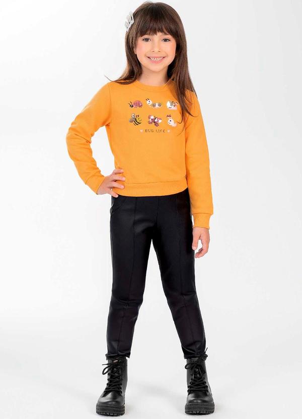 Cativa Kids - Blusão Feminino Infantil Lantejoulas Laranja 2