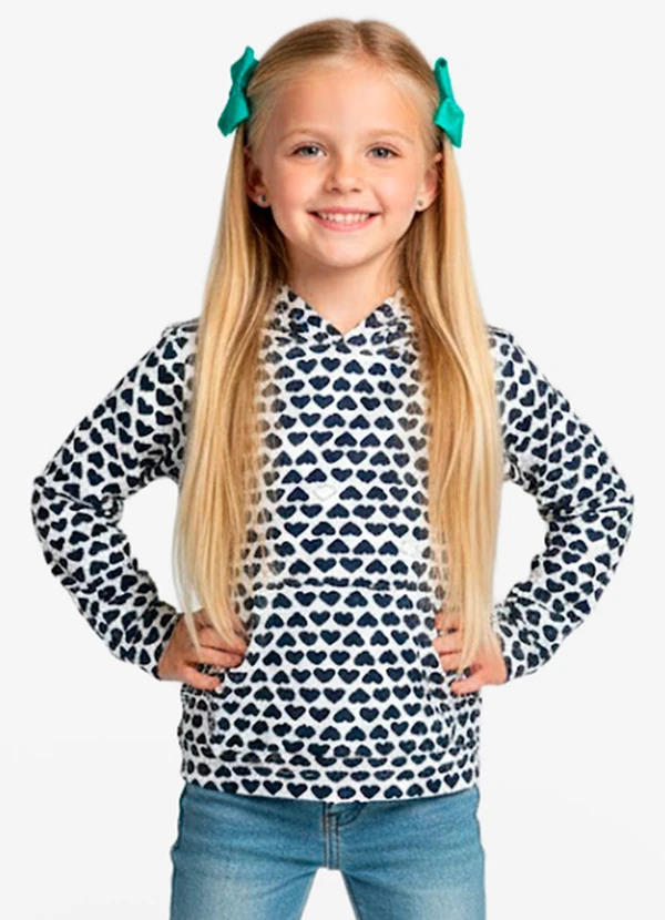 Select - Blusão Infantil Menina com Capuz Azul