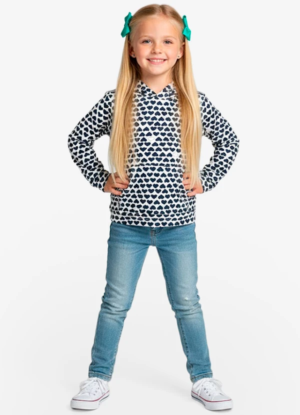 Select - Blusão Infantil Menina com Capuz Azul 3