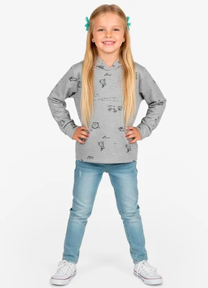 Select - Blusão Infantil Menina com Capuz Cinza - SELECT