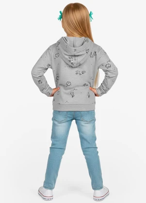 Select - Blusão Infantil Menina com Capuz Cinza - SELECT