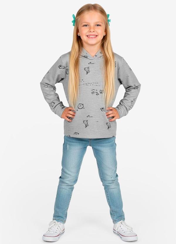 Select - Blusão Infantil Menina com Capuz Cinza