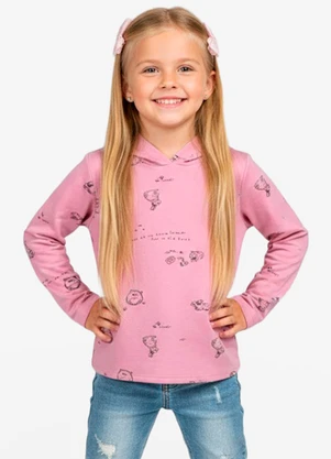 Select - Blusão Infantil Menina com Capuz Rosa - SELECT