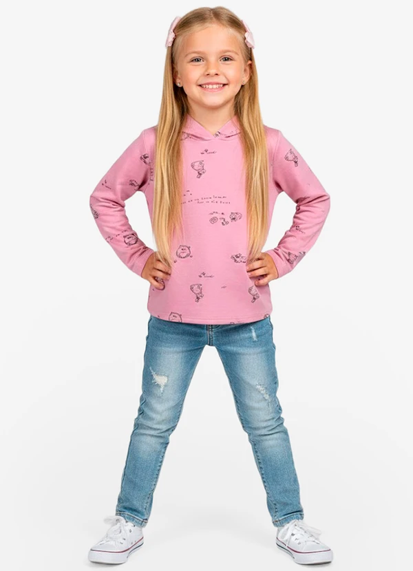 Select - Blusão Infantil Menina com Capuz Rosa 3