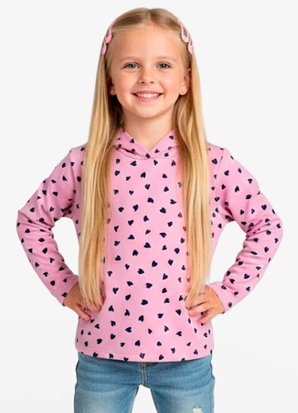 Select - Blusão Infantil Menina com Capuz Rosa