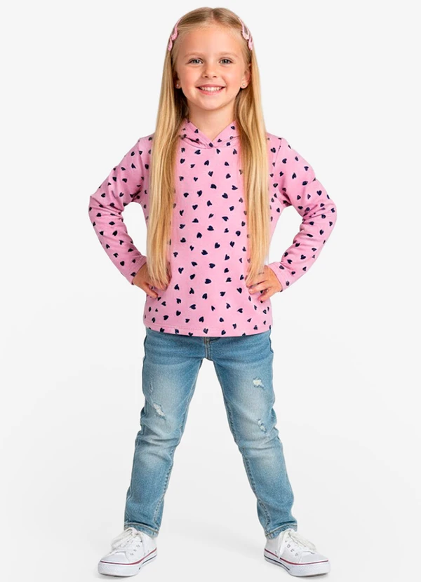 Select - Blusão Infantil Menina com Capuz Rosa 3