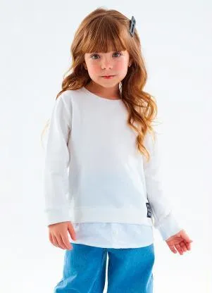 Up Baby - Blusão Infantil Menina em Moletom Bege - UP BABY