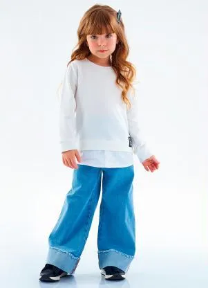 Up Baby - Blusão Infantil Menina em Moletom Bege - UP BABY