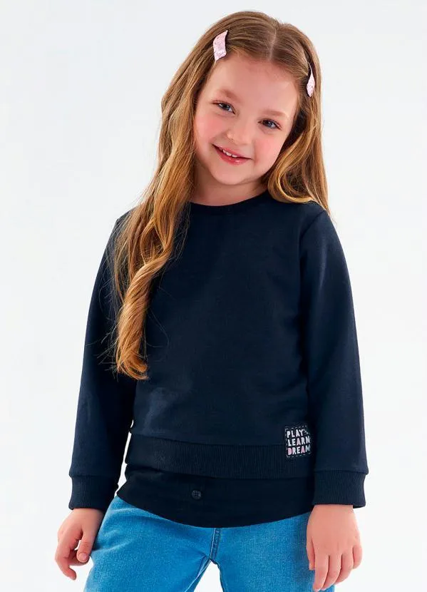 Up Baby - Blusão Infantil Menina em Moletom Preto