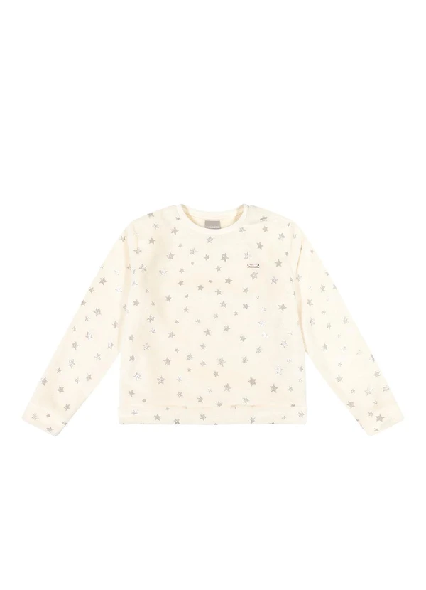 Colorittá - Blusão Infantil Menina Estrelas Bege