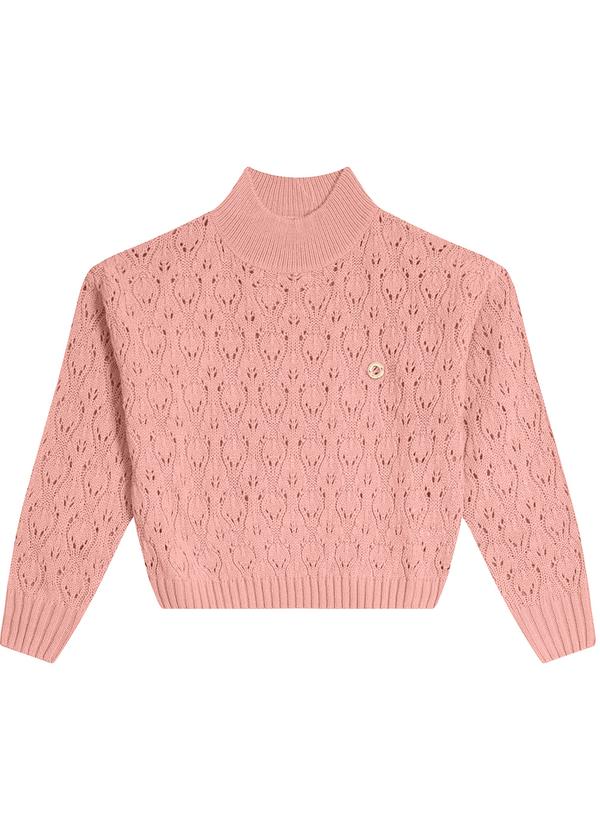 Carinhoso - Blusão Menina em Tricô Rosa 1