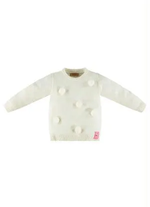 Up Baby - Blusão Menina Infantil em Tricot Bege - UP BABY