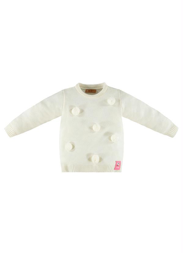 Up Baby - Blusão Menina Infantil em Tricot Bege 1