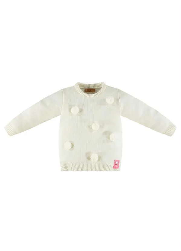 Up Baby - Blusão Menina Infantil em Tricot Bege