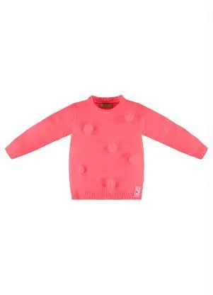 Up Baby - Blusão Menina Infantil em Tricot Rosa - UP BABY