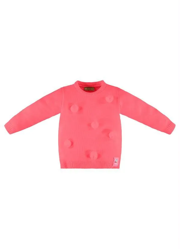 Up Baby - Blusão Menina Infantil em Tricot Rosa