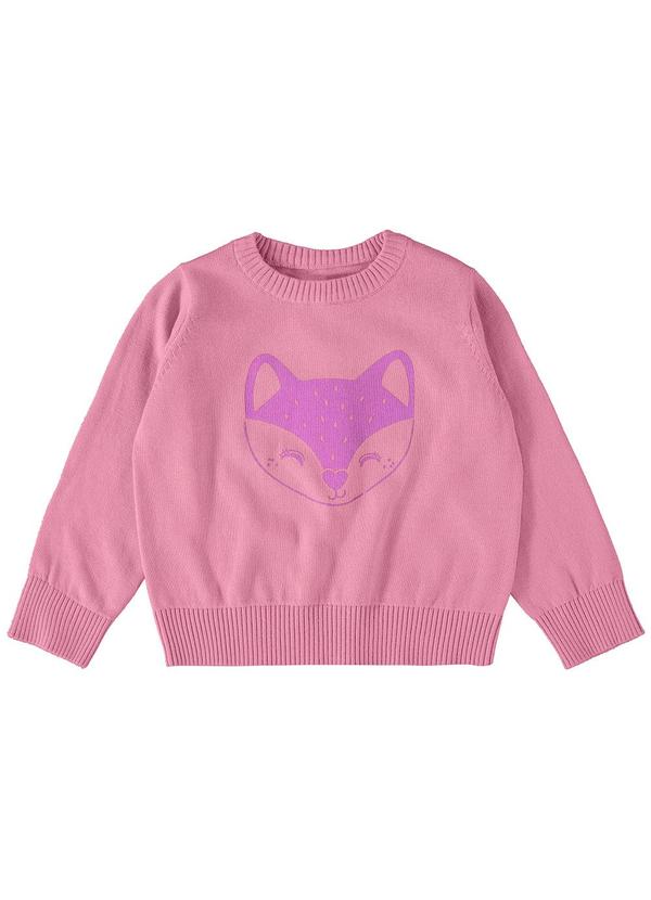 Malwee Kids - Blusão Raposa em Tricô Unissex Rosa