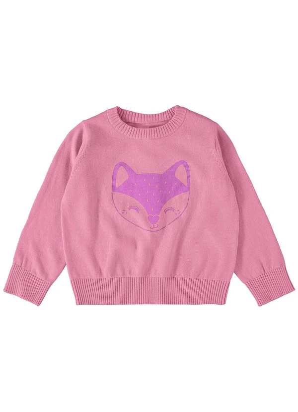 Malwee Kids - Blusão Raposa em Tricô Unissex Rosa 1
