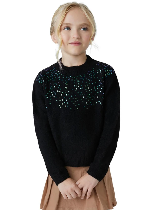 Carinhoso - Blusão Suéter em Tricô Pelúcia Preto 1