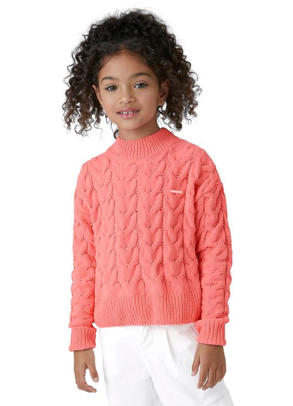 Carinhoso - Blusão Suéter em Tricô Texturizado Rosa