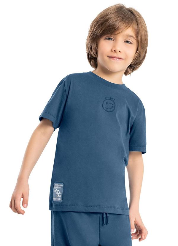 Quimby - Camiseta Emoji Infantil Unissex Azul