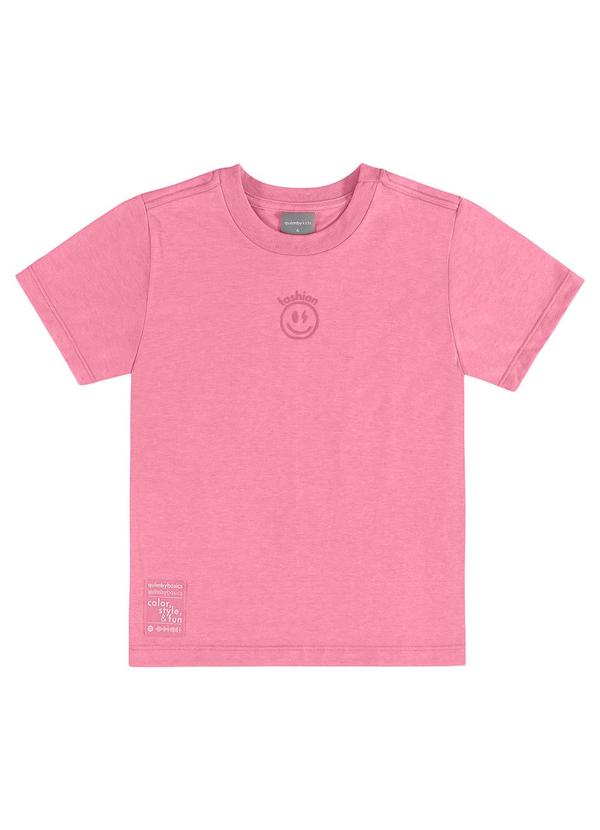 Quimby - Camiseta Emoji Infantil Unissex Rosa