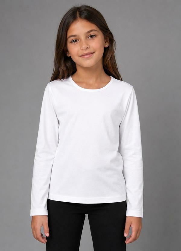 Rovi Kids - Camiseta Feminina Manga Longa Térmica Branco