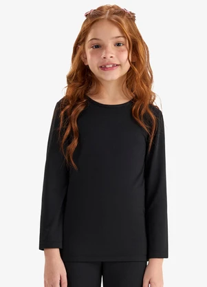Rovi Kids - Camiseta Feminina Manga Longa Térmica Preto - ROVI KIDS