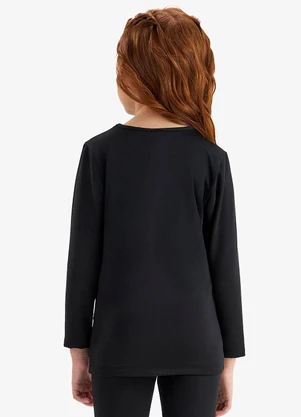 Rovi Kids - Camiseta Feminina Manga Longa Térmica Preto - ROVI KIDS