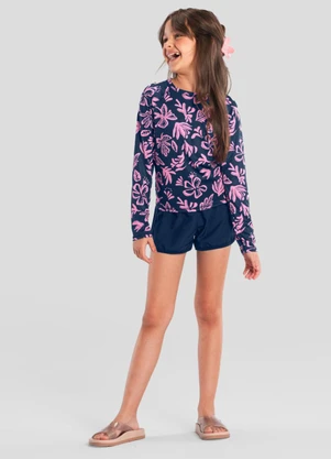Brandili - Camiseta Infantil Menina em Malha Uv Azul - BRANDILI