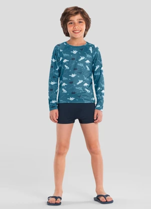 Brandili - Camiseta Infantil Menino em Malha Uv Verde - BRANDILI