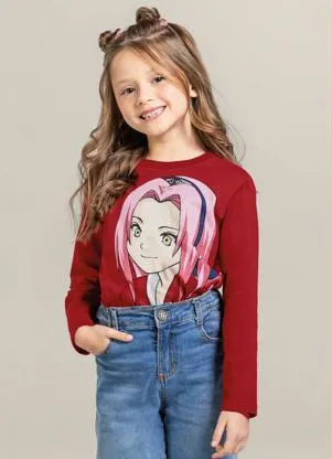 Brandili - Camiseta Infantil Unissex Naruto Bordô - BRANDILI