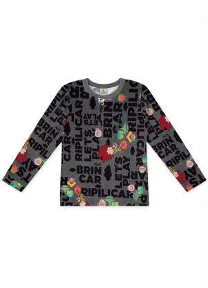 Lilica Ripilica - Camiseta Menina/Menino Mundo Ripilica Cinza - LILICA RIPILICA