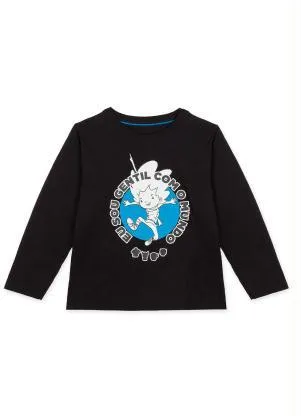 Lilica Ripilica - Camiseta Vito Manga Longa Infantil Unissex Preto - LILICA RIPILICA