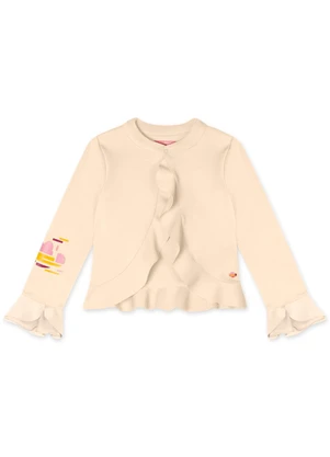 Lilica Ripilica - Casaco Babados Manga Longa Infantil Bege - LILICA RIPILICA