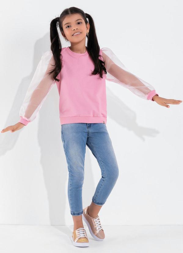 Outlet - Casaco Infantil Rosa com Mangas Bufantes 3