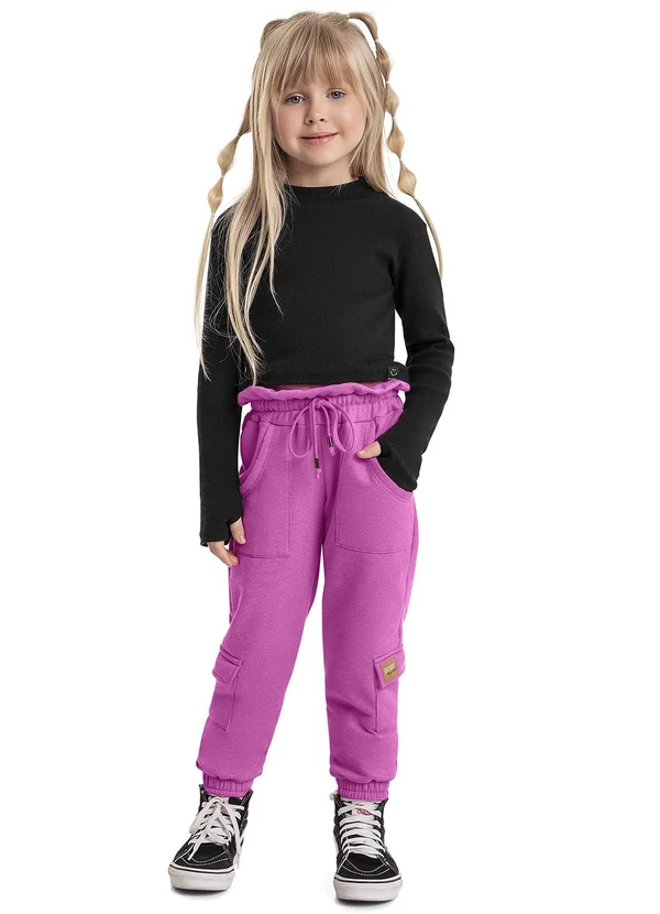 Quimby - Cropped em Ribana Infantil Menina Preto 2