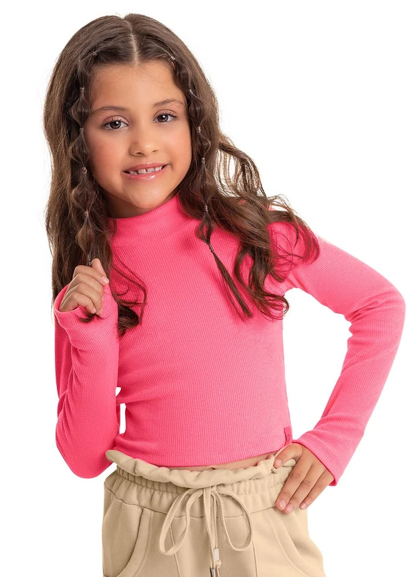 Quimby - Cropped em Ribana Infantil Menina Rosa